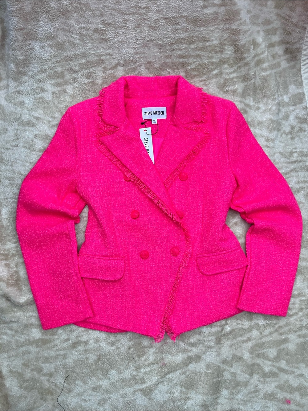 Steve Madden Naomi Double-Breasted Hot Pink Blazer – Size M (NWT)